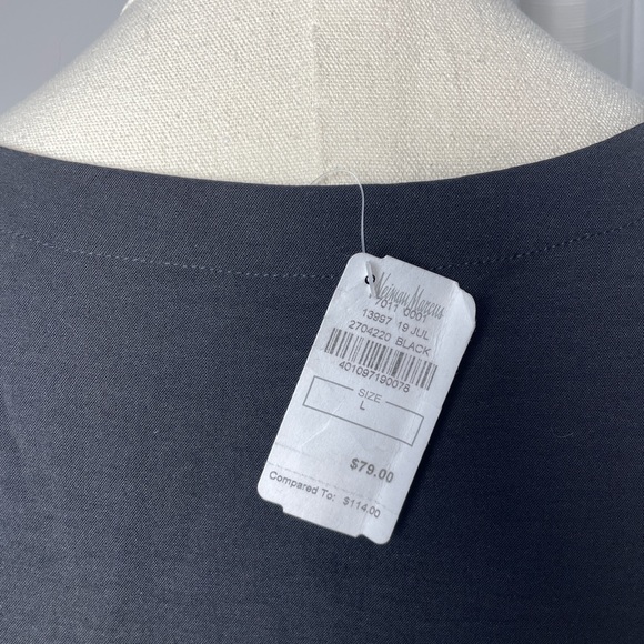 NWT Neiman Marcus Black Flowy Blouse Top With Dolman Sleeves Size Large - Picture 6 of 9